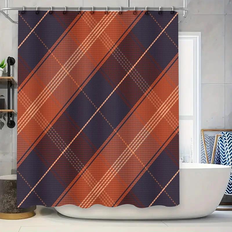 Classic Retro Plaid Waterproof Bath Curtains Stylish Modern Design Shower Panels for Bathroom Decorations