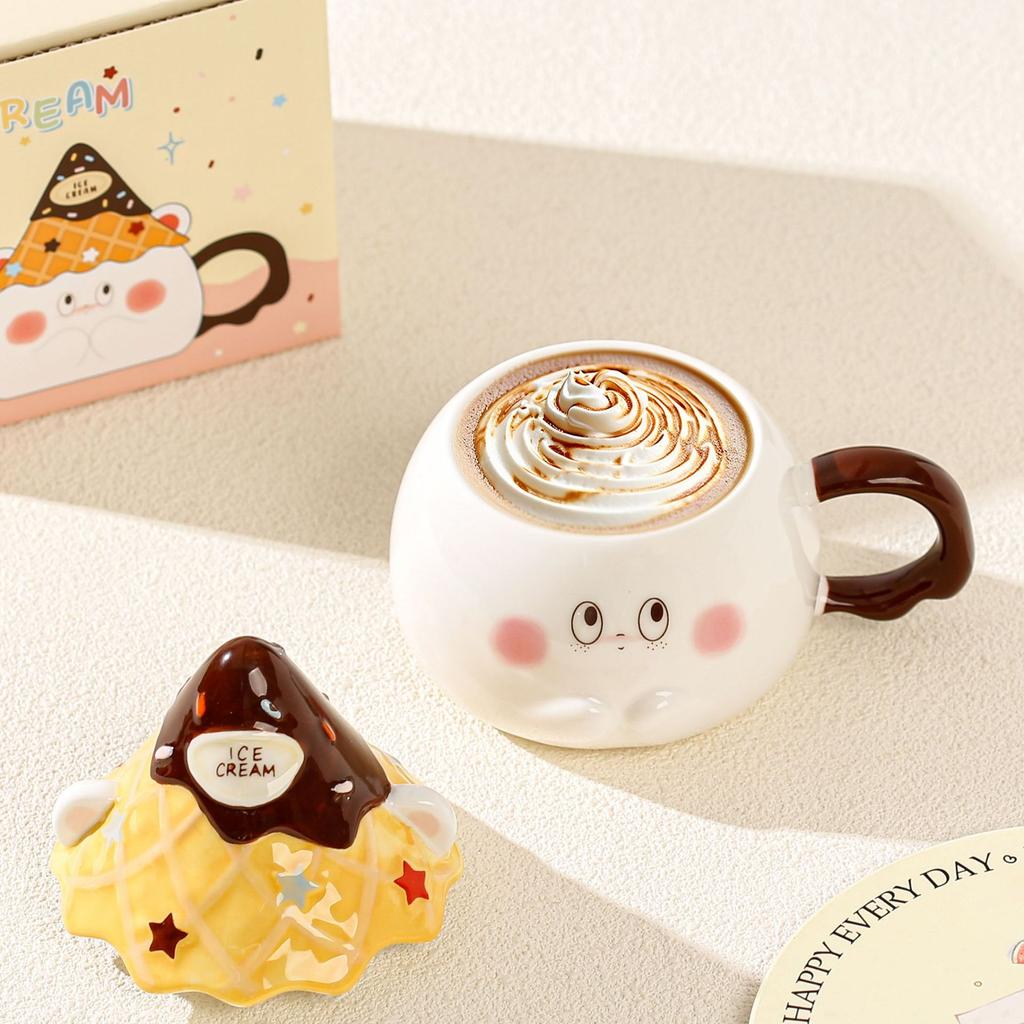 Cartoon Cone Ceramic Mug High Looking Souvenir Water Cup for Best Friend Girl Heart Cup Home Breakfast Cup