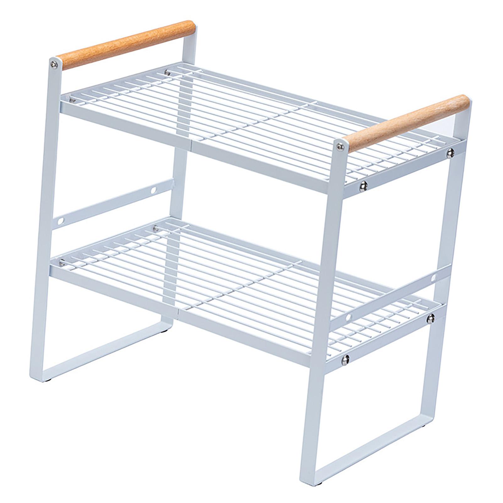 Двухъярусная кухонная полка-органайзер, 2 яруса, нескользящая, многофункциональная кухонная полка