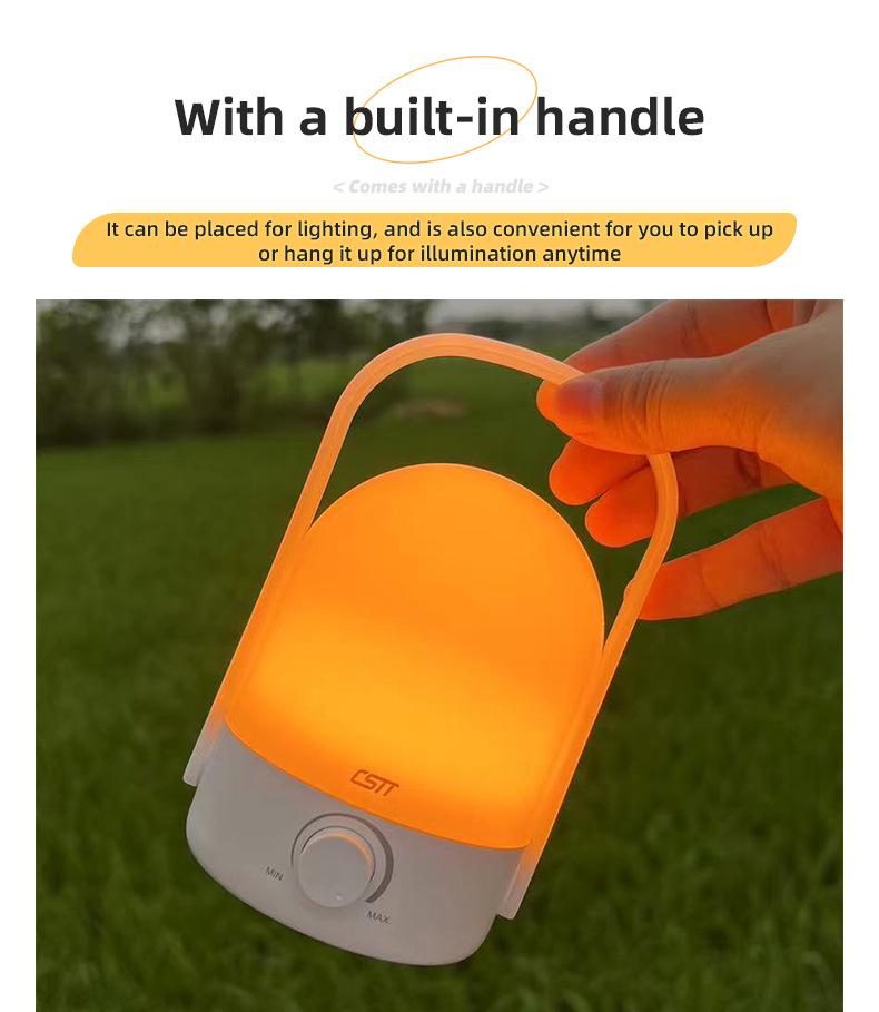 Rechargeable Dual-Color Night Light, Adjustable Brightness for Camping & Bedroom Sleep Aid