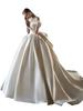 Princess Style Wedding Dress 2026 New Vintage Satin Long Tail Floor Length White Bride Small Size One Shoulder Strap