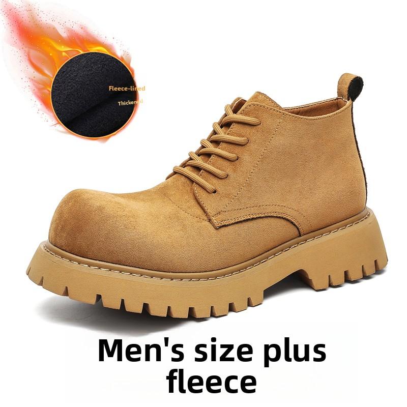 Markendesign Große Größe Hohe Qualität Quadratischer Absatz Plateau Punk Große Zehe Derby Britischer Stiefel Herren Schnürstiefeletten Herrenschuhe
