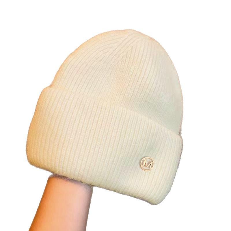 Etichetta Decor Basic Beanie Trendy Tinta Unita Cappelli in Maglia Elastica Berretto Caldo con Risvolto per Donna Uso Quotidiano Autunno e Inverno