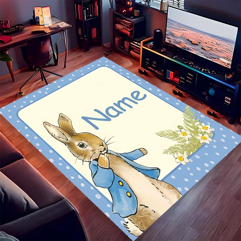 Custom personalization Peter Rabbit Print Area Rug - Soft, Washable Non-Slip Indoor Mat,Living Room,Home&Office Decorative Rug