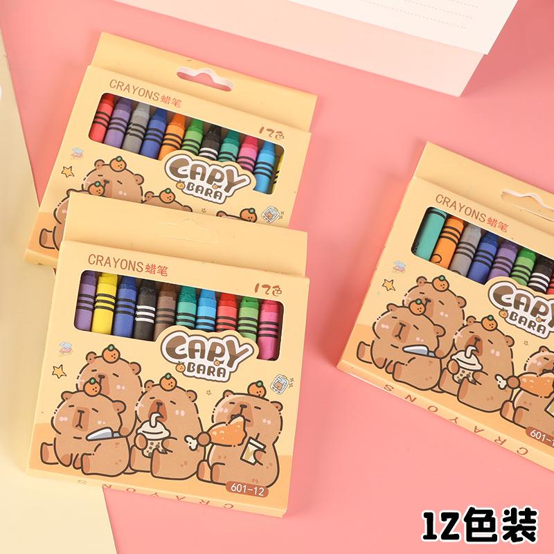 New8/12 Colors Cartoon Panda Multi-Color Crayons Creative Gift Students Children Painting Stationery Washable Oil Painting Stick