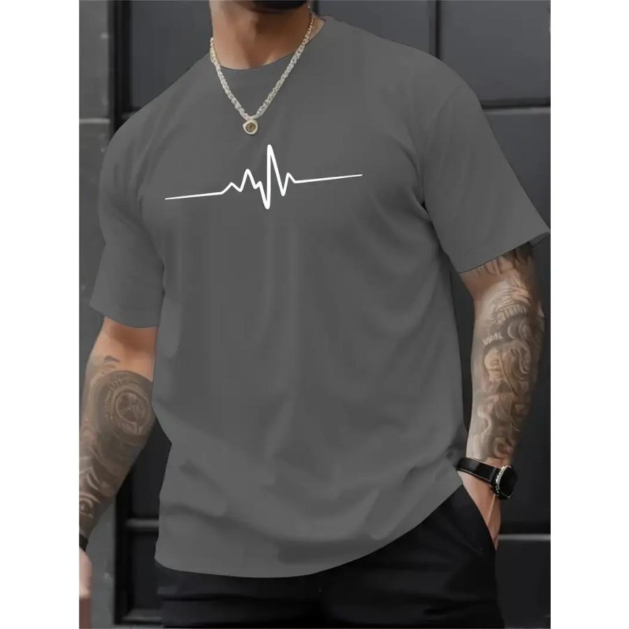 Creative Print Men's Fashionable Summer Crew Neck Short Sleeve Sports T-shirt, Comfortable And Versatile