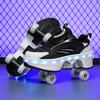 Scarpe da pattinaggio a rotelle a quattro ruote a doppia fila LED Flash Scarpe a rotelle a doppio uso Uomo Donna Sneakers casual Scarpe sportive per passeggiate con il cane