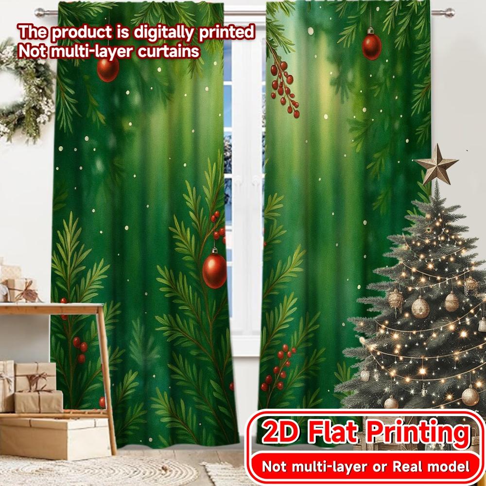 

2pcs 2D FLAT PRINTING Curtains (Without Rod) Festive Furry Friend Festival Creative Curtains Polyester Curtains Decorations 100*130 Rod Pocket 1pcs