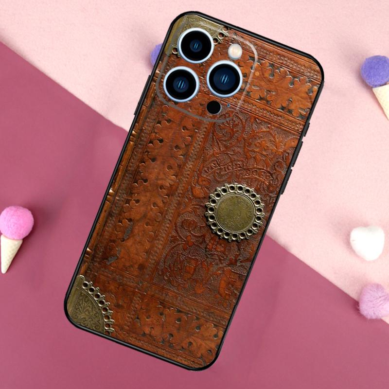 Brown Tooled Leather Pattern Case For iPhone 16e 16 15 Pro Max 11 12 13 Mini 14 15 Pro Max 15 Plus XR Phone Back Cover