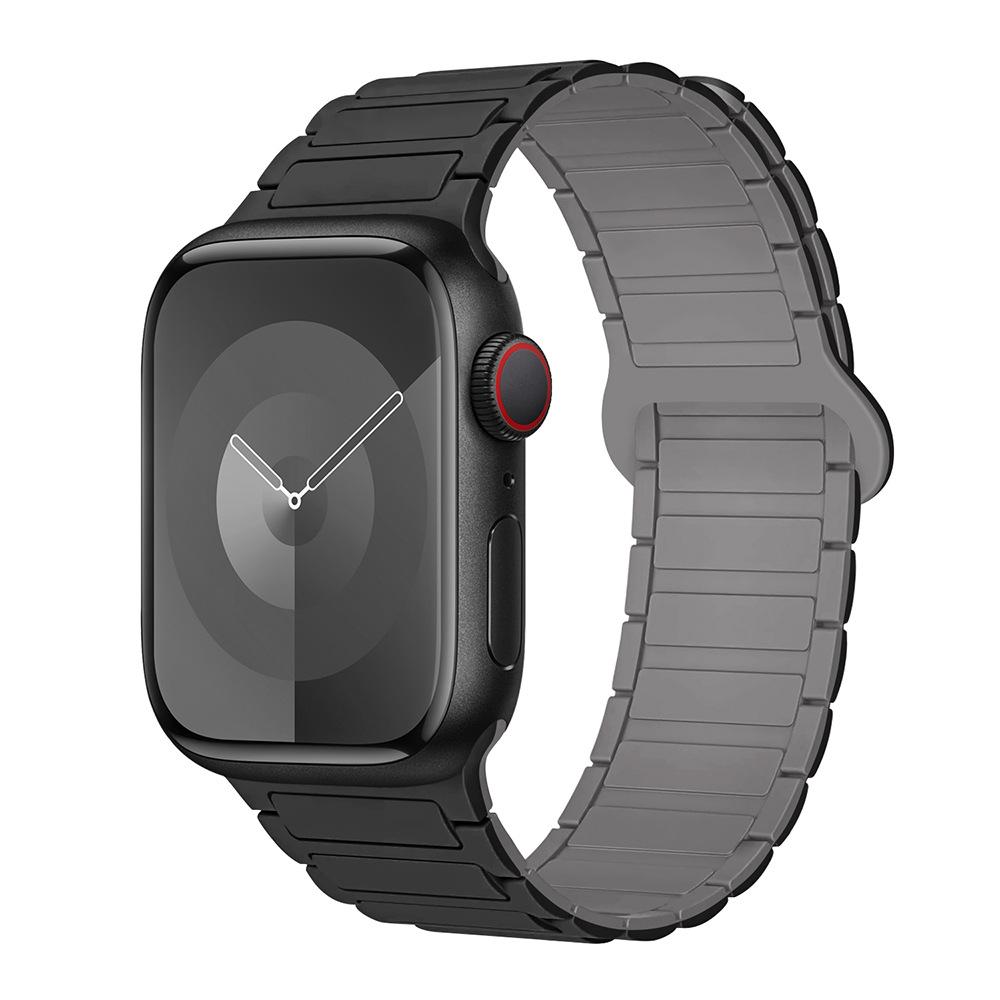Compatible Silicone Magnetic Buckle Band for Apple Watch Series 1-11, Ultra 3, SE 3 Three-Bead Style