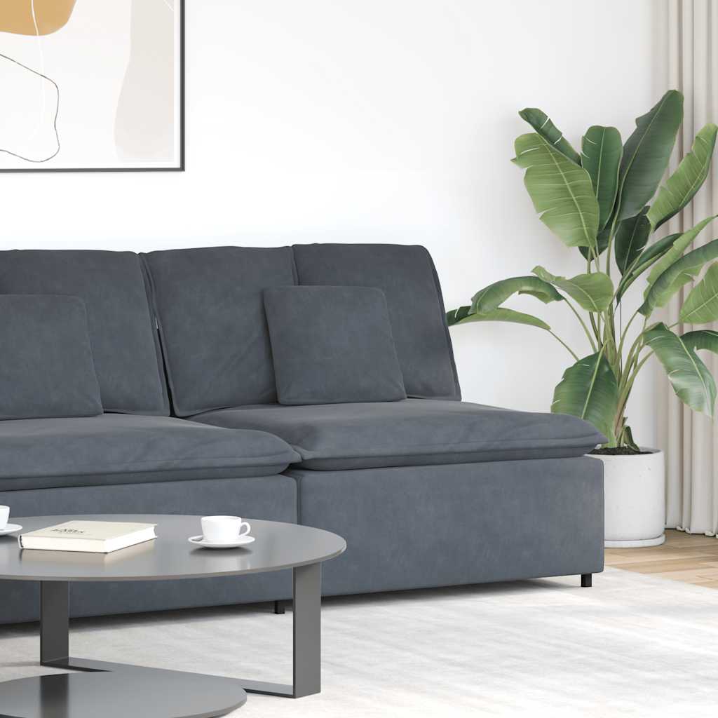 Modular Sofa Center Module with Cushions Dark Grey 100 Cm