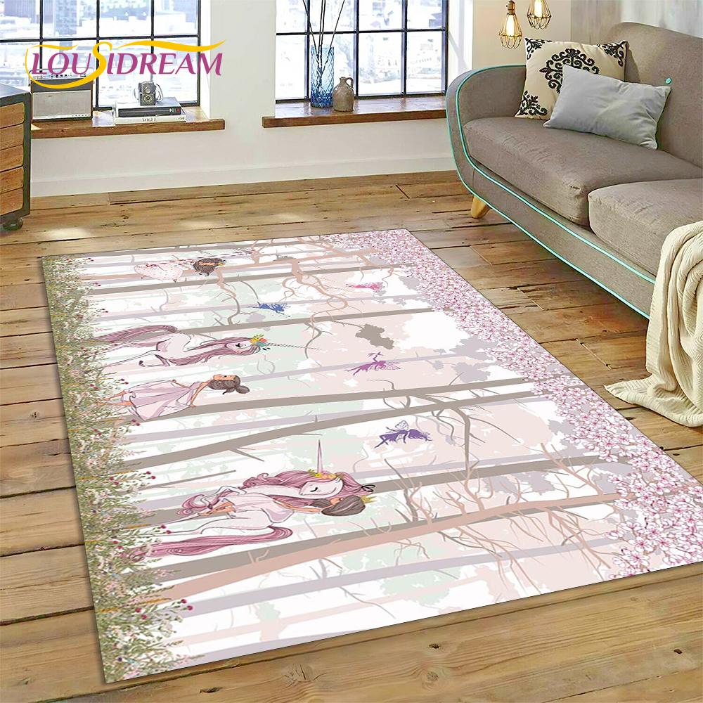 Cute Dream Ballet Girl Ballerina Fairy Cartoon Rug Carpet for Living Room Bedroom Decor,Non-slip Decoration for Sofa Doormat Kid