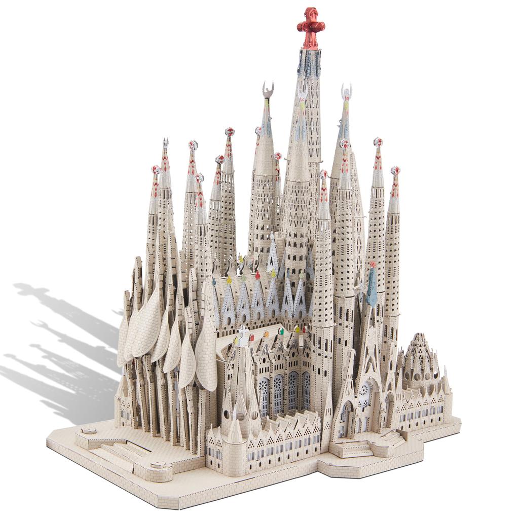 Piececool 3D Puzzle Sagrada Familia Famous Architecture Metallic Nano Puzzle 3D Puzzle Metal Assembly Required No Glue Required 6-Star Difficulty