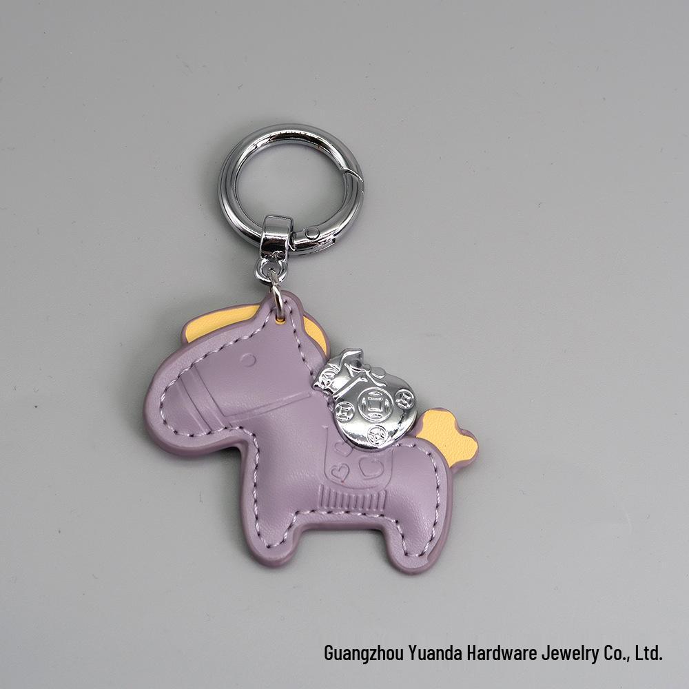 

Cartoon Pony Leather Keychain with Hand Strap