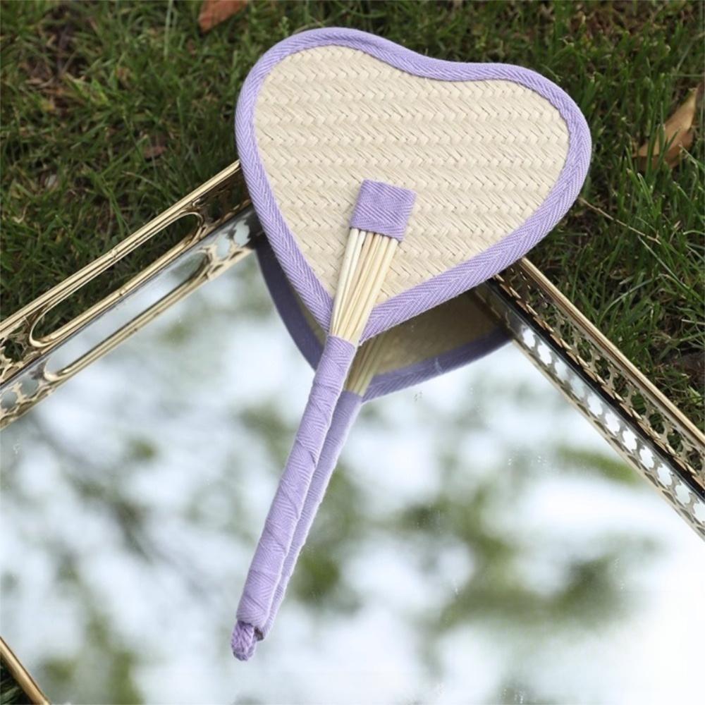 Lightweight Weaving Hand Fan with Colorful Edging Cooling Fan Natural Handmade Raffia Fans  Summer