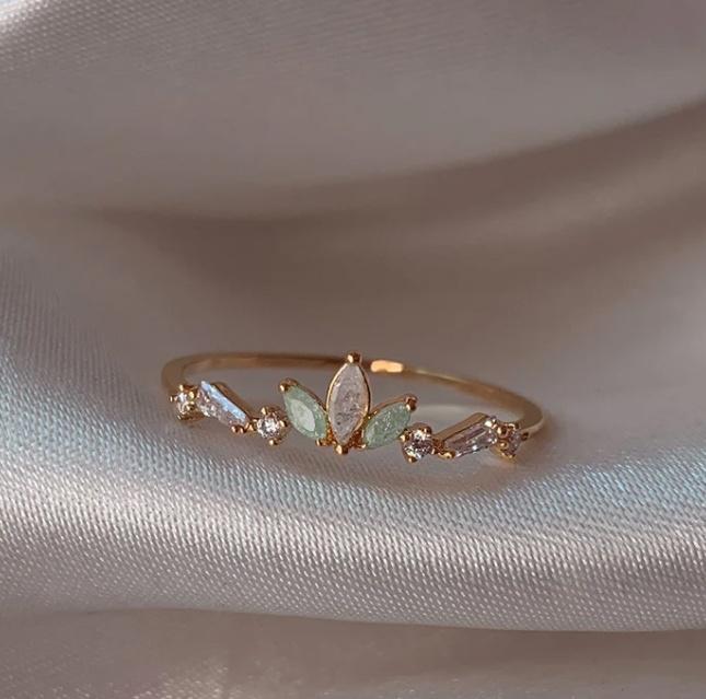 New Cute Colorful Zircon Flower Ring For Women Girl Fashion Vintage Zircon Adjustable Rings Jewelry Gift