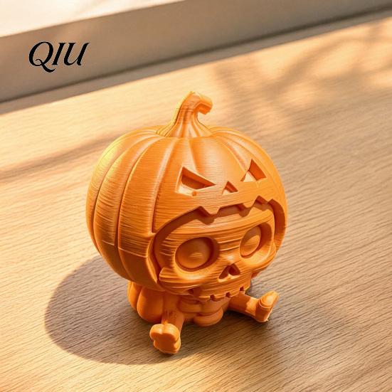 Niche Halloween Tabletop Decor Pumpkin Skull Ornament, Hollow Ghost Face Design, 3D Printed Matte White Ornament Detailed Layered