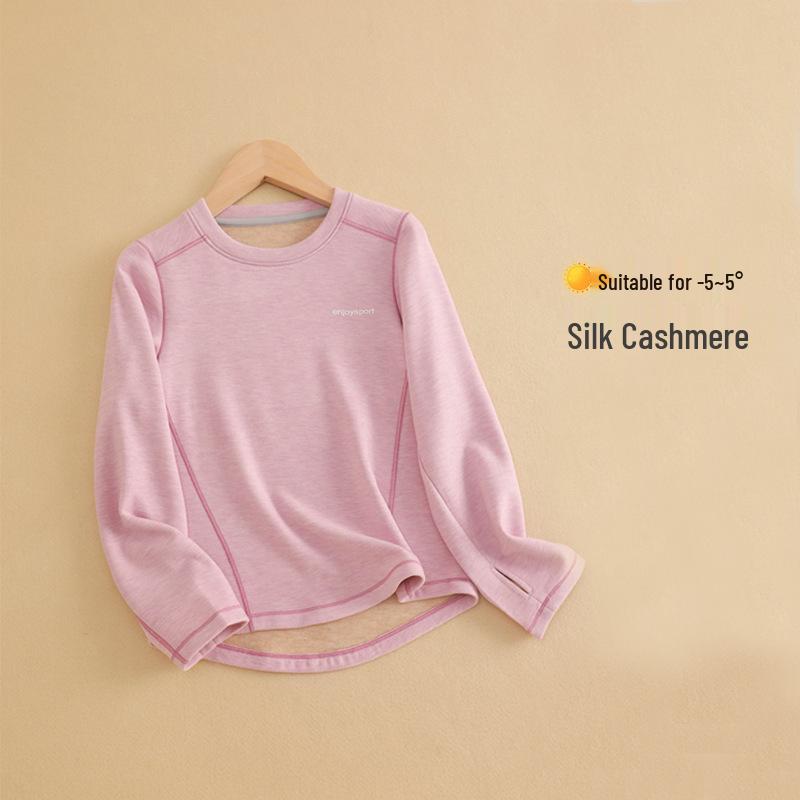 Children's Silk Cashmere Warm Base Layer - Sporty Round Neck for Boys & Girls (Autumn/Winter Wear)