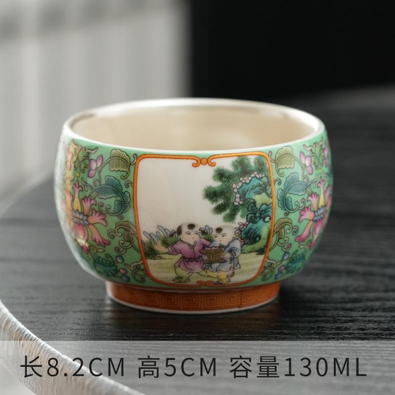 130ml large capacity 999 pure silver gilded silver Chinese high-end light luxury enamel ceramic host tea cup