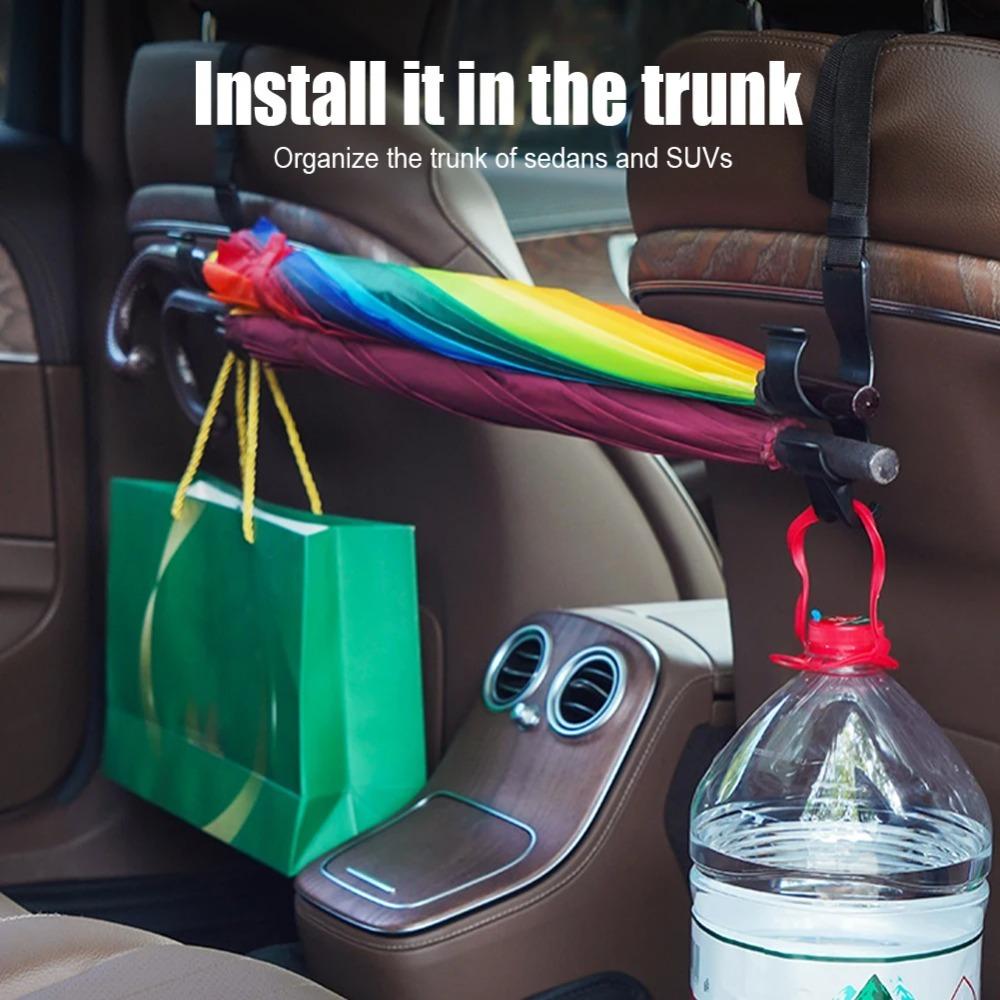 2pcs Car Back Seat Umbrella Hook Storage Organizer Multi-function Rear Seat Headrest Hanging Hook Umbrella Holder Seat Storage