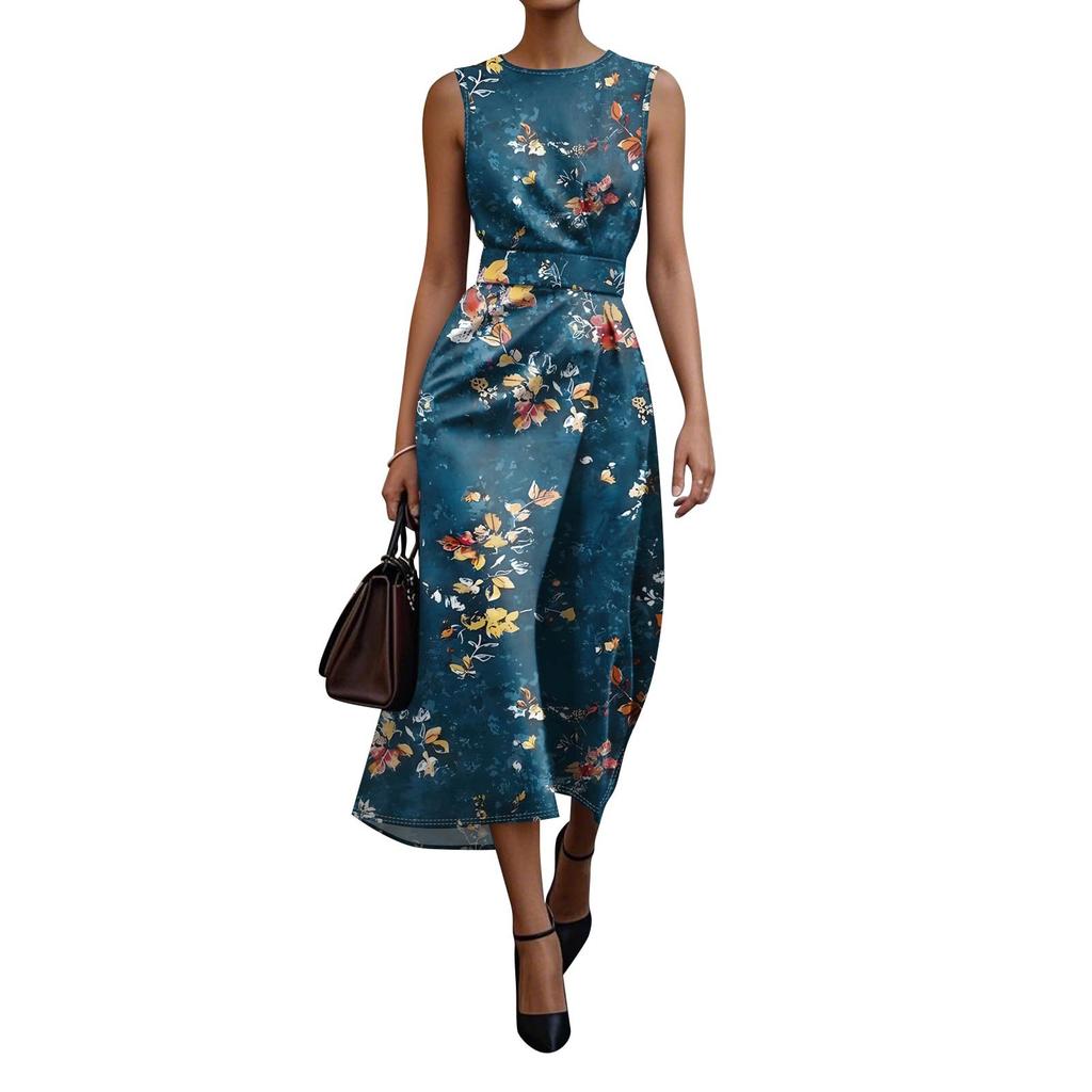 Robe Boho Sans Manches Pour Femmes Décontractée Coupe Ample Robe d'Été Imprimée