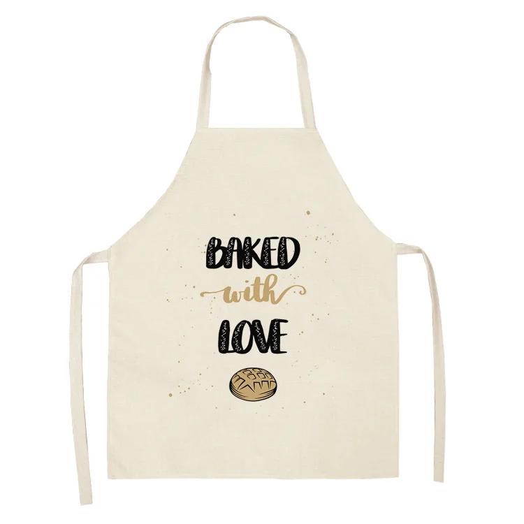 Cake Letters Women's  Kitchen Cotton Linen Apron Black Bib Household CleaningCooking