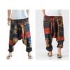 Casual Vintage Trousers Men Loose Baggy Long Pants Floral Print Wide Leg Pant Plus Size