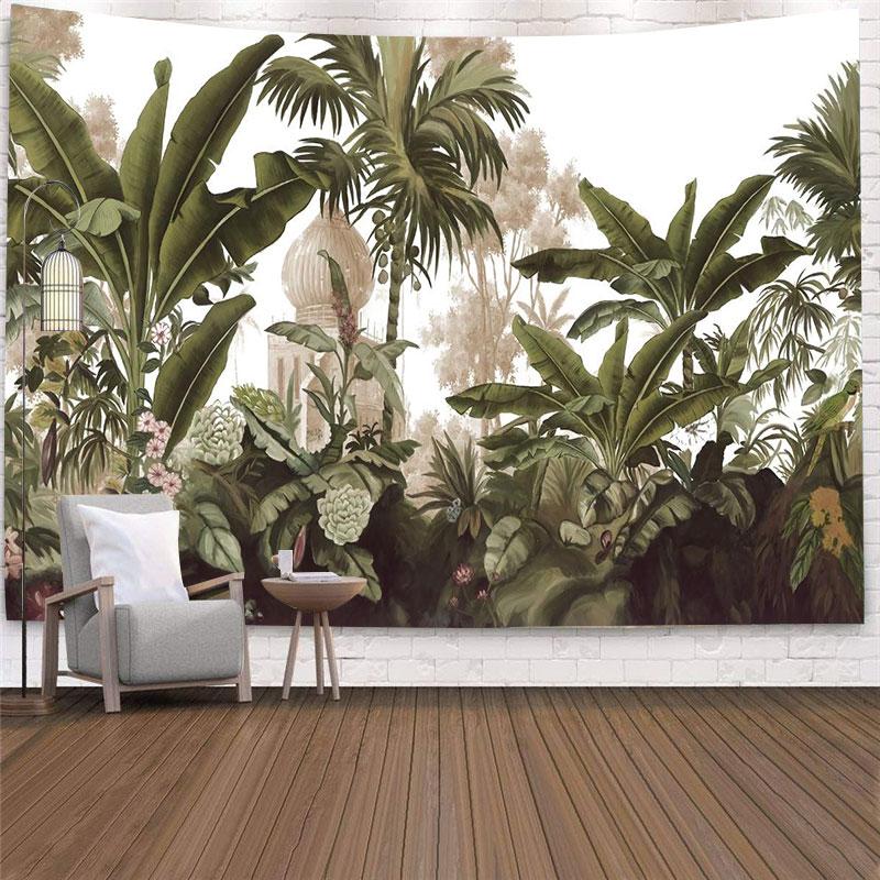 Copac Palmier Living Acasă Dormitor Pictură Fundal Perete Decor Covor Tapiserie cu Imprimeu Plantă Tropicală Agățat de Perete