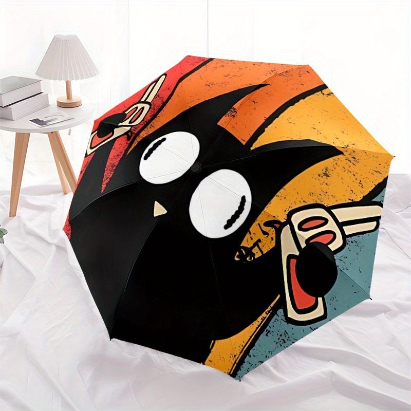 1pc Gangster Cat Automatic Open/close Umbrella, 8-Rib Sturdy Structure, Portable Travel Umbrella, Parties, Everyday Use, Outdoor Accessory,