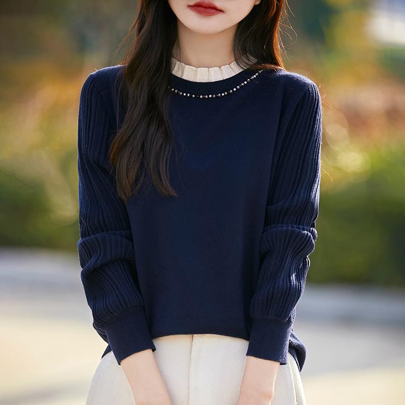 Pull en cachemire pour femme Qinghe cachemire 50% soie 50% laine pull en cachemire automne et hiver doux et chaud