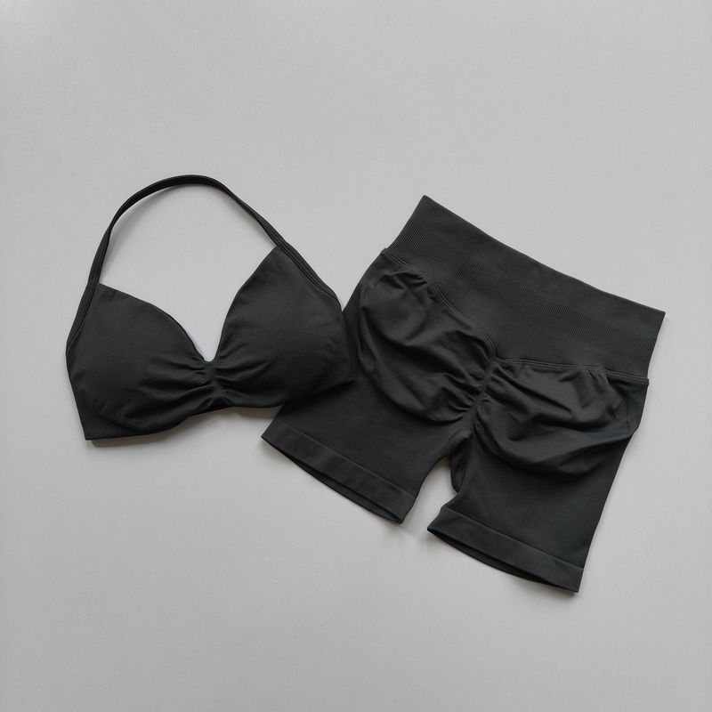Yoga Set for Women, Breathable Quick-Dry Fitness Training Wear, Beautiful Back Design, Supportive Bra, High-Waisted Butt-Lifting Shorts for Summer
