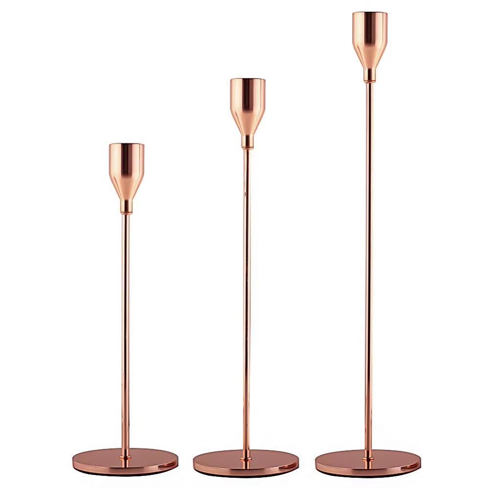 3Pcs Rust-proof Luxury Candlestick High Footed Candle Containers  Christmas Decoration