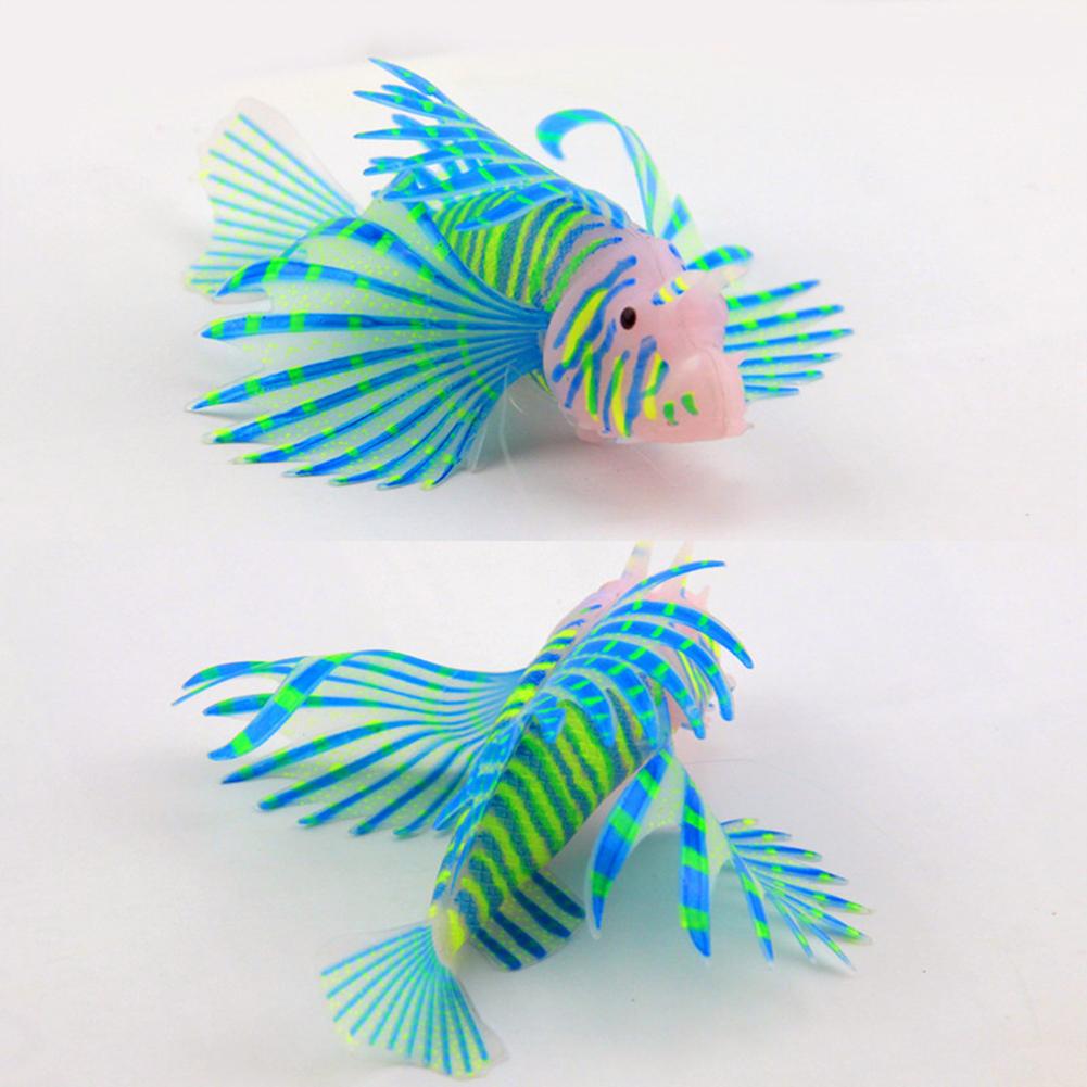 Fish Bowl Aquarium Fake Fish Decoration Floating Silicone Luminous Ornamental Fake Fish Fluorescent Simulation Color Lionfish Ornaments