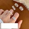 925 Sterling Silver Rings For Women Geometric Fine Jewelry Finger Adjustable Hollow Web CZ Ring For Party Birthday Gift