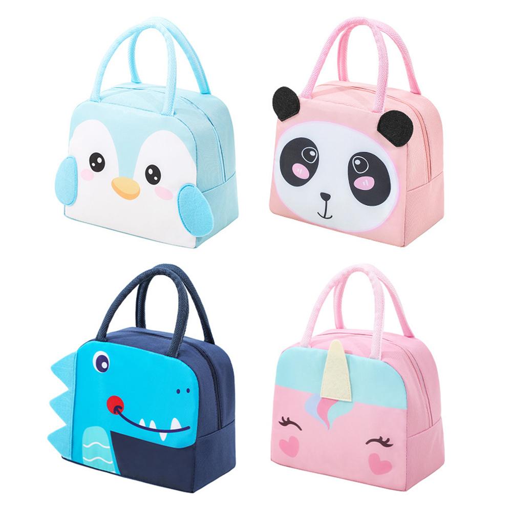 3D Cute Cartoon Lunch Box Bag for Students - Insulated Thermal Food Carrier, Portable Handheld Meal Tote with Keep Warm Pocket