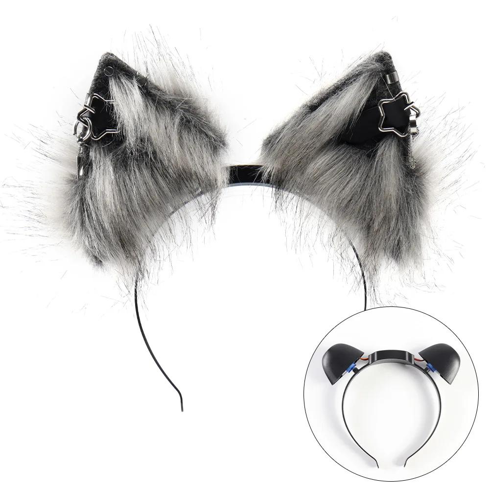 Plush Electric Animal Ear Headband Rechargeable Detachable Fox Ear Lolita Comic Show Prop Cat Ear Cosplay Accessories Halloween