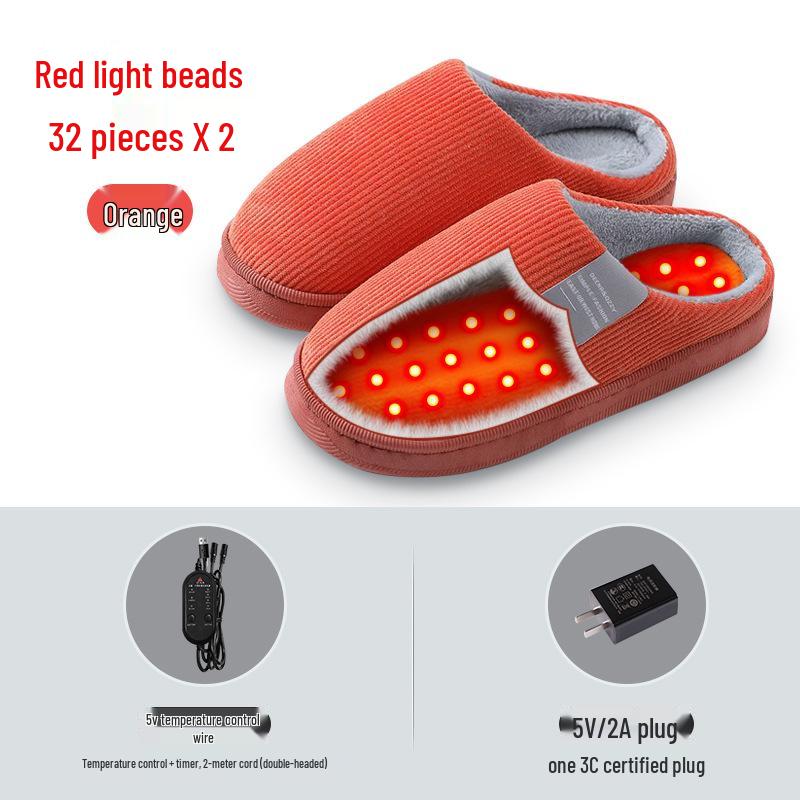 

Плюшевые USB-тапочки с подогревом для дома, с красным светом - Унисекс, Теплые, Хлопок, Толстая подошва Size 40-41 (Runs Small)