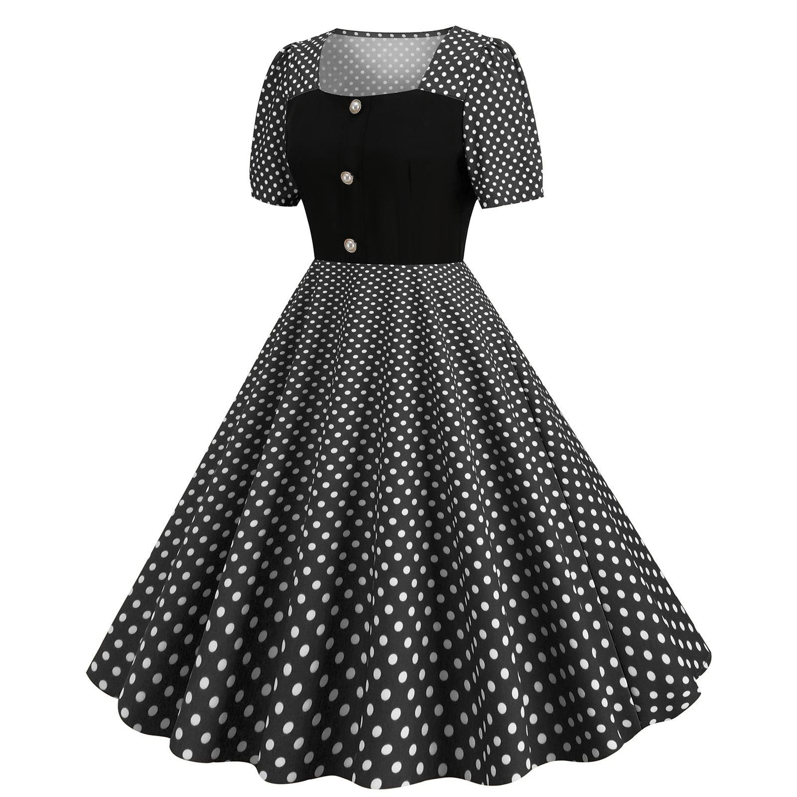 Женское платье с квадратным воротником и короткими рукавами — фото 4