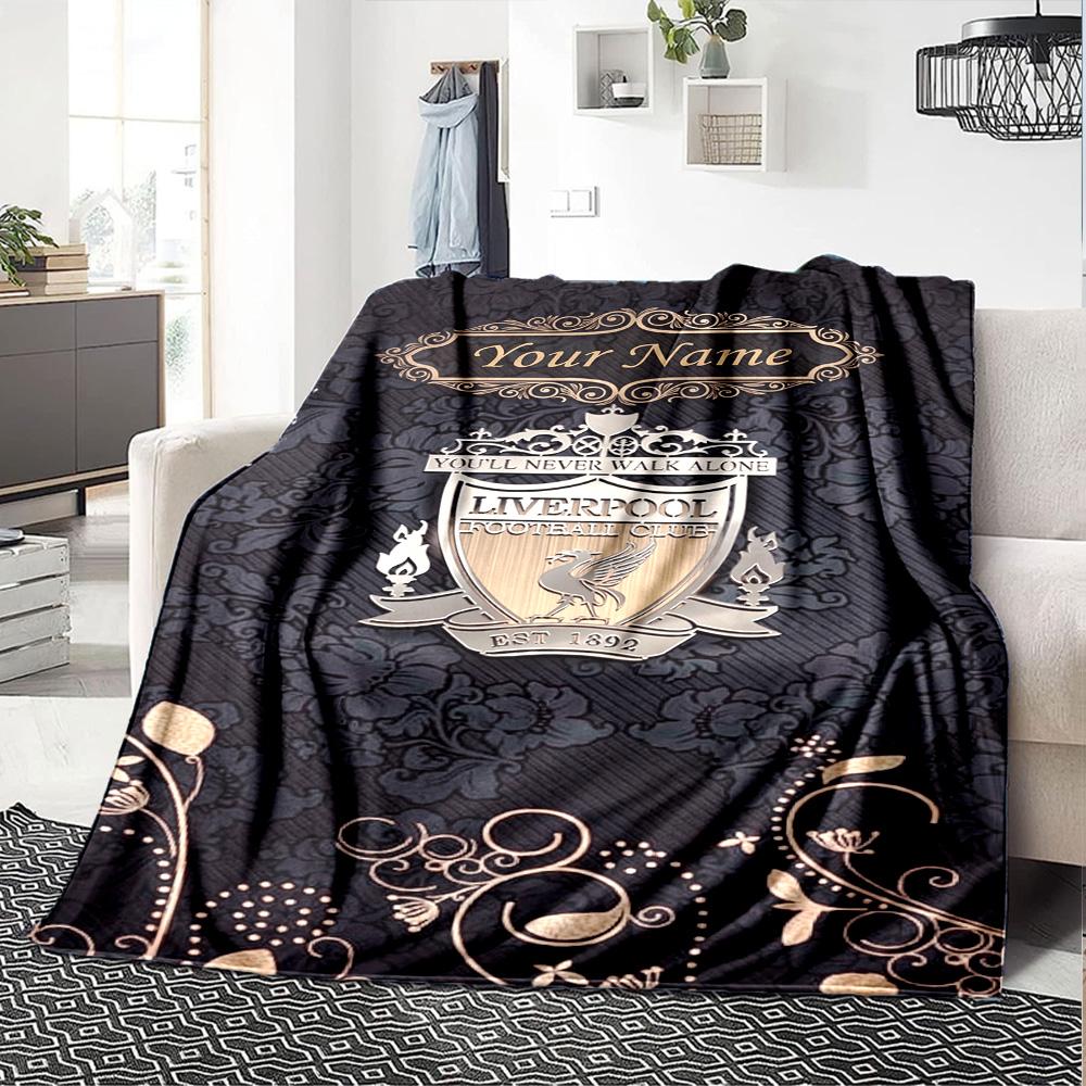 Liverpool Customize Text Blanket Gift Customizable Blanket Comfortable Perfect for Nap Chair Home Decor Picnics All-Season Use