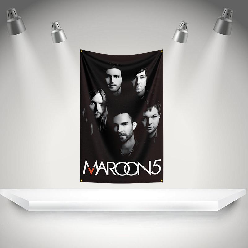 M-Maroons 5 Flag Rock Music Band Banner HD Printing Tapestry Exhibition, Music Band Fans, Garage Decor