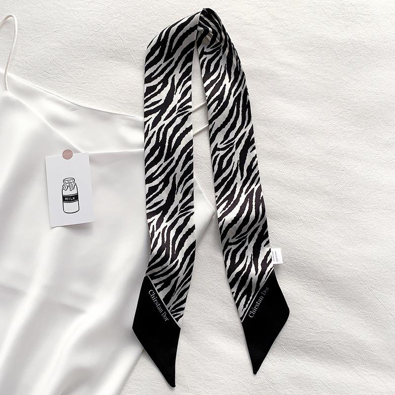 Spring and Autumn Scarf for Women with Long Streamers  Collarbone Scarf  Leopard Print  Tie  Hairband  Women