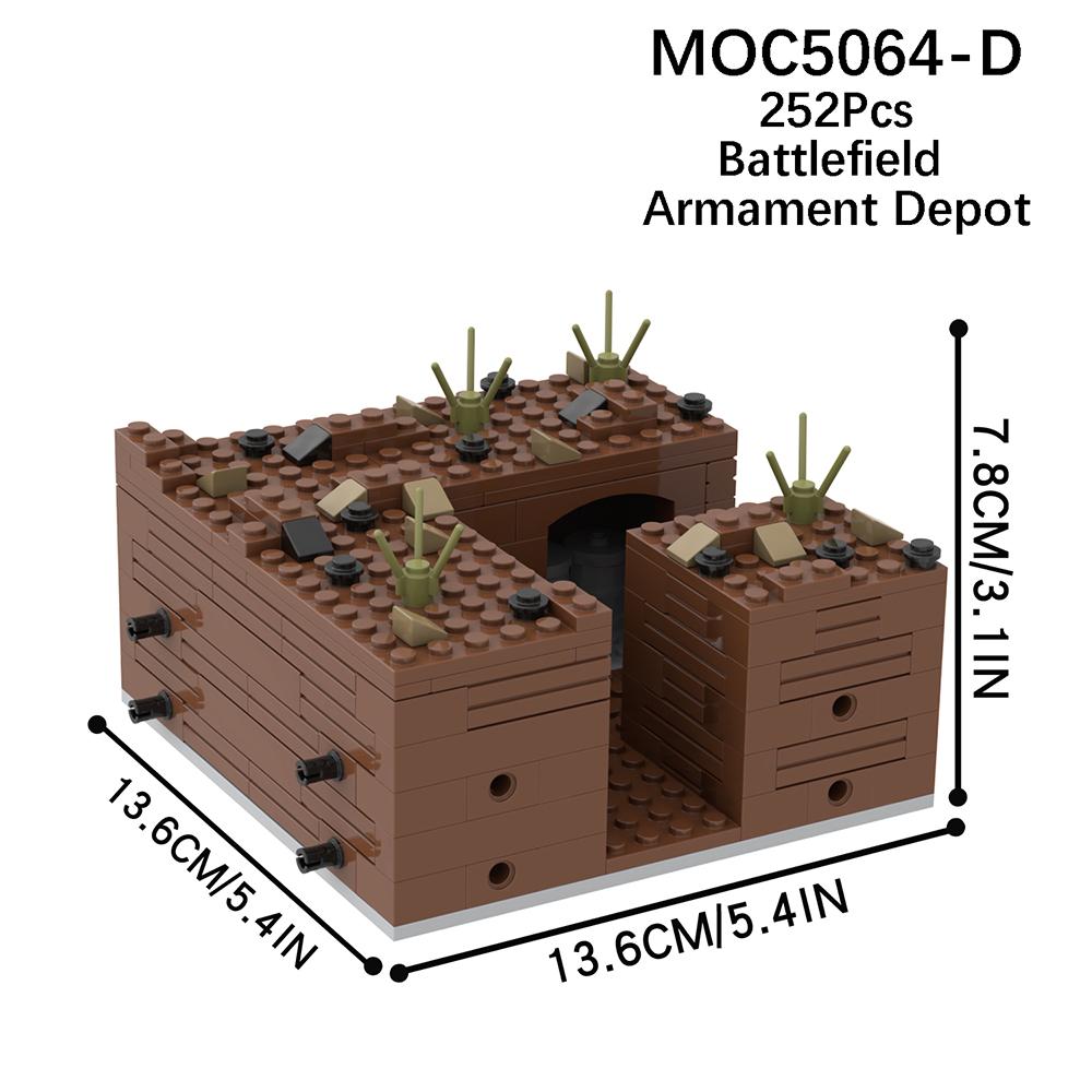 MOOXI Military Series MOC Bricks WW2 Trench FortressBattlefield Scene Set Compatible Wars Action Figure Blocks Toys Gift MOC5064