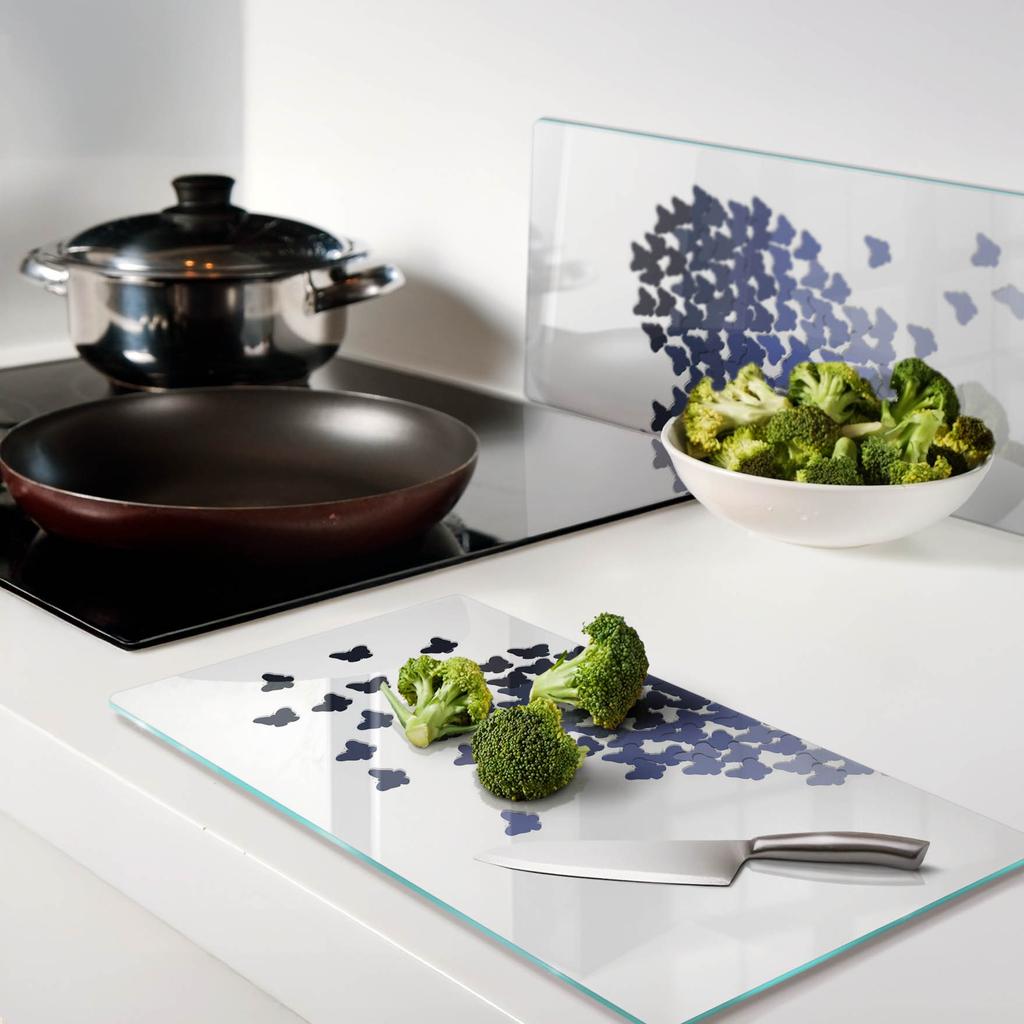 Decorative Tempered Glass Cutting Boards Butterflies Hearts 2X30X52 Cm