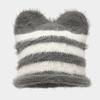 Women's Color Block Striped Ear Hat, Thick Knit Outdoor Winter for Cold