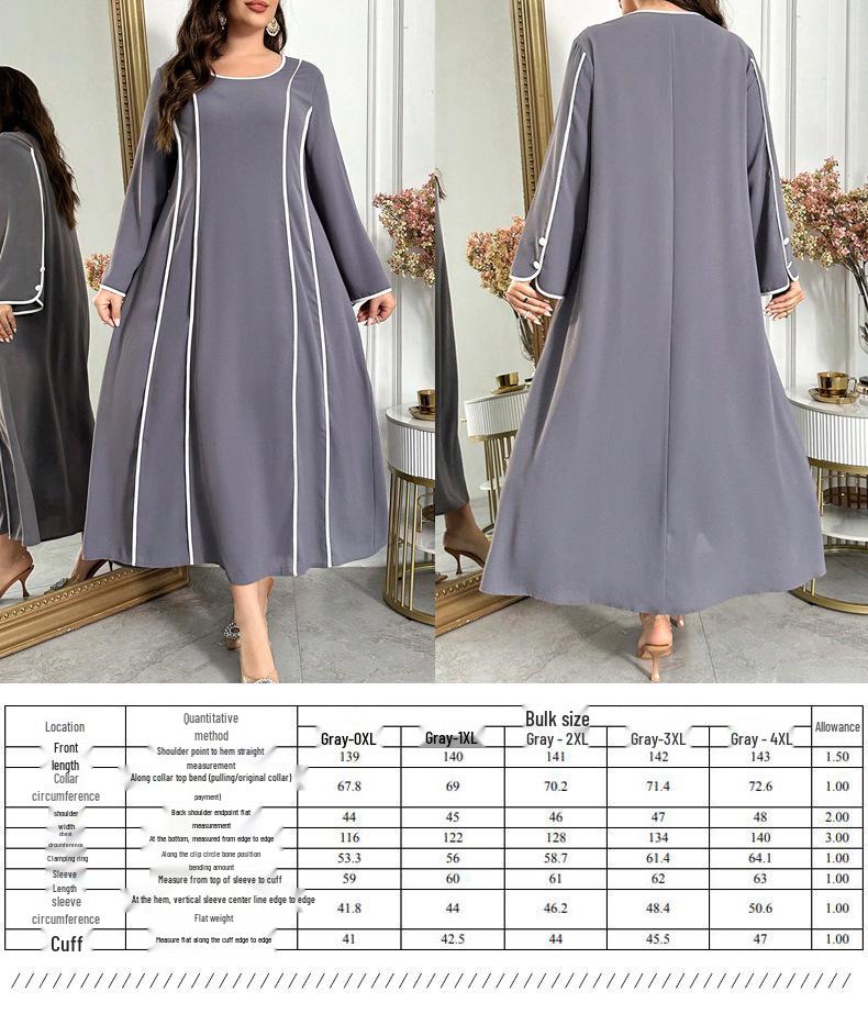 Bestseller: Orientalisches Patchwork-Blumenkleid in Übergröße, Elegantes Temperament, Frühjahrs-/Herbstmode