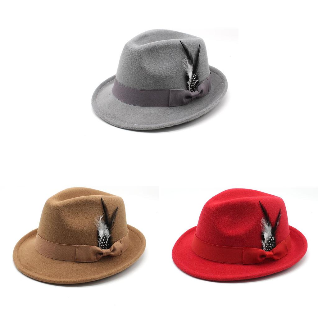 Mens Feather Felt Hat With Wide Brim For Summer Sun Protection And Stylish Casual Wear