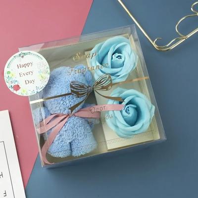 Bear Towel Gift Box Romantic Couple Festival  Artificial Flowers Valentine's Birthday Anniversary Gift for Girlfriend