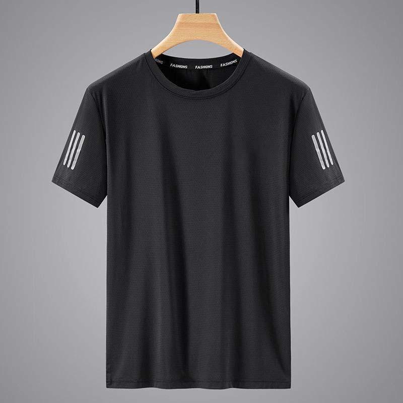 Sommer Eis Seide T-Shirt Herren Rundhals Schnelltrocknend Kleidung Kurzarm Dünn Atmungsaktiv Halbarm Große Größe Oberteil Herren Sport Locker Trend