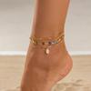 Salircon Y2K Boho Colorful Crystal Chain Foot Anklet Women Summer Beach Vacation Barefoot Anklets Chain Charm Jewelry Accessory