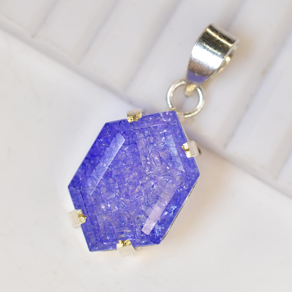 Fancy Cut 925 Sterling Silver 33.90 Ct Natural Sapphire CERTIFIED Gems Pendant MY.PD-178-NS